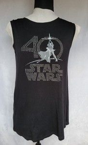 Disney Parks Star Wars Women Black Split Back Tank Top Beaded Size M